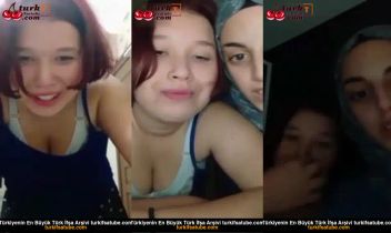 Genç lezbiyenler biri türbanlı öpüşür