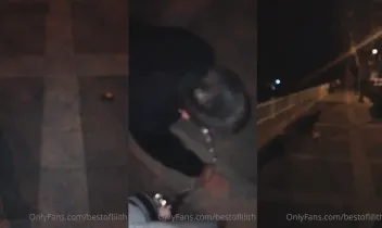 Karanlık yollar üzerindeki hizmetçili köpekiminla yürüyüş